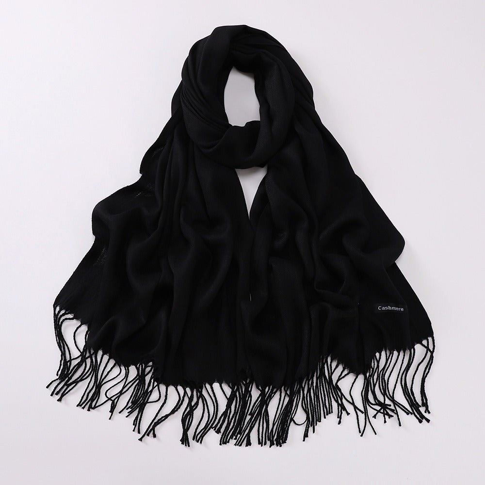 Imitation Cashmere Solid Color Long Warm Scarfs