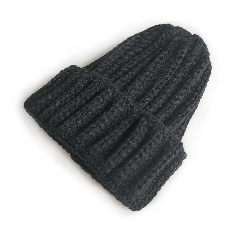 Stripe Knitted Hat Solid Color Woolen Kids' Headwear