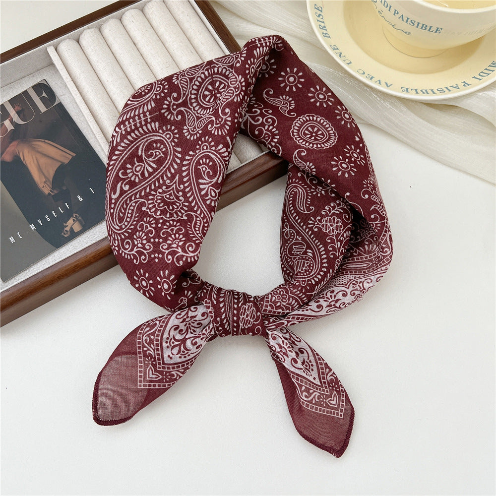 Small Square Towel Silk Female Autumn Summer Bandana Headband Scarfs