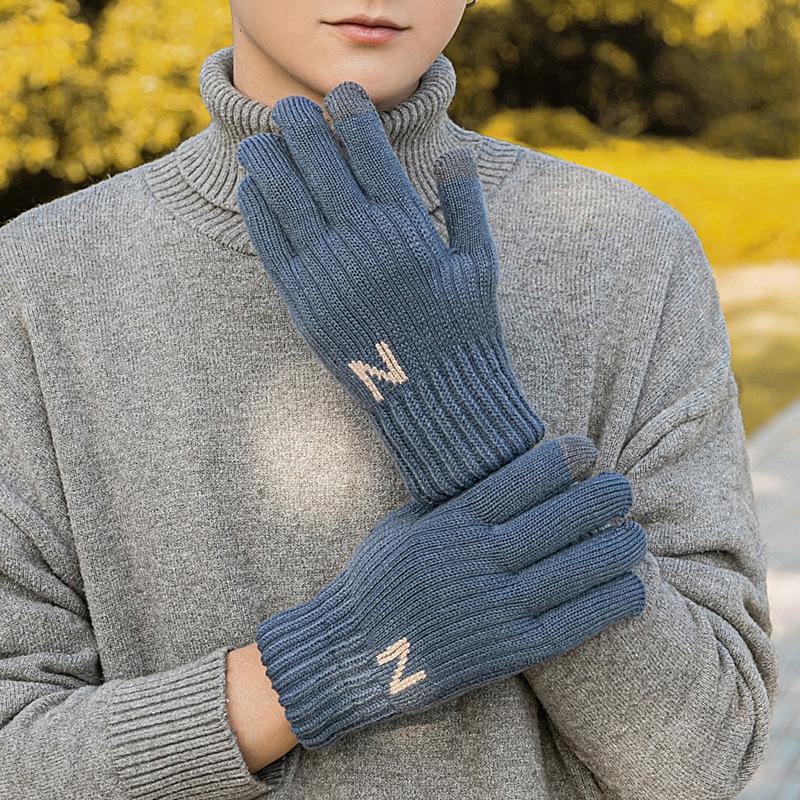 Men's Winter Thickened Fleece-lined Thermal Touch Screen Gloves