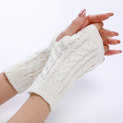 Women's Short Knitting Wool Fashion Fingerless Knit Gloves