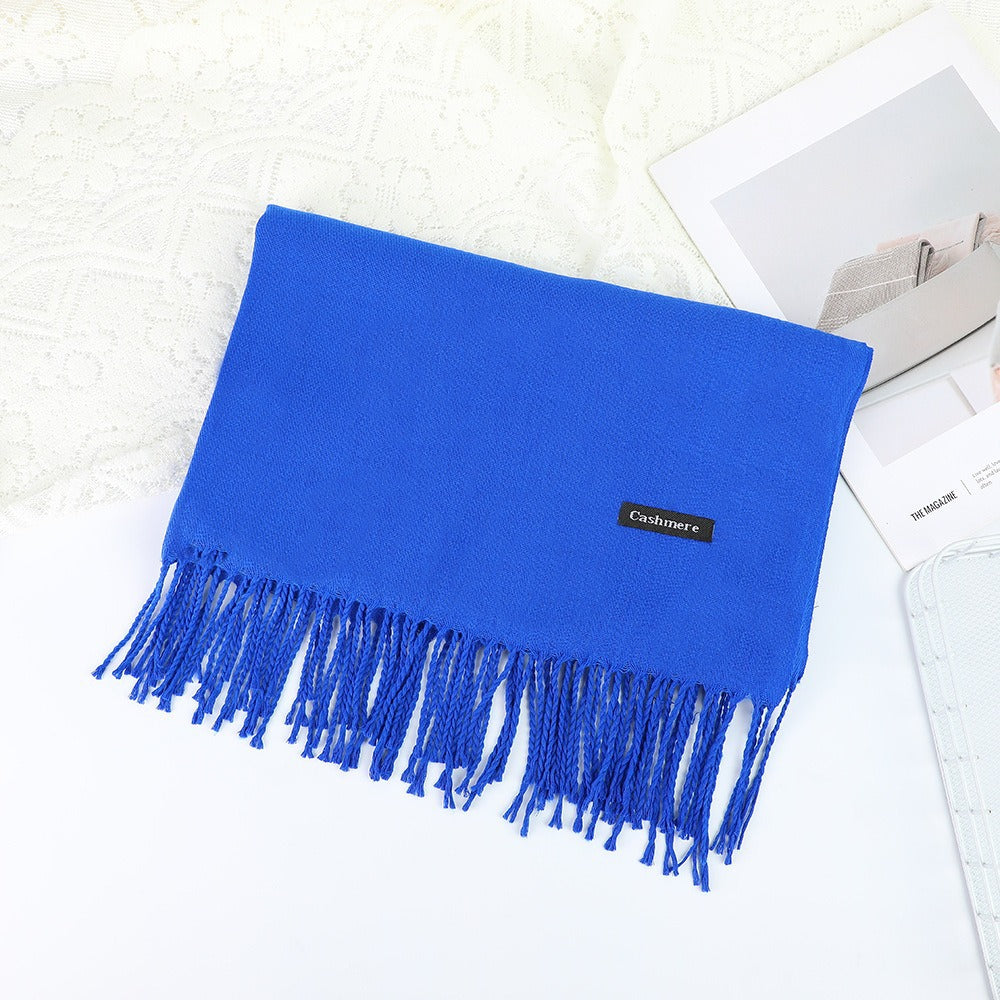 Solid Color Thickened Warm Embroidery Korean Scarfs