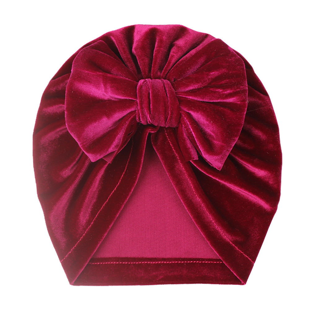 Children's Warm Hat Bow Gold Veet Knotted Kids' Headwear