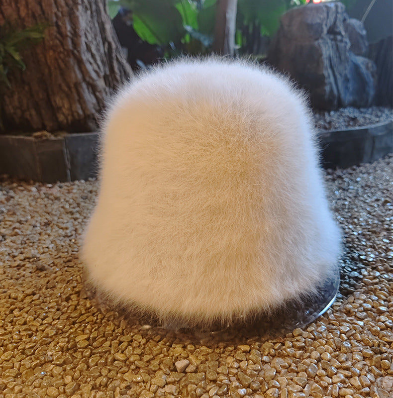 Women's Thermal Rabbit Fur Bucket Hat Outdoor Hats & Caps