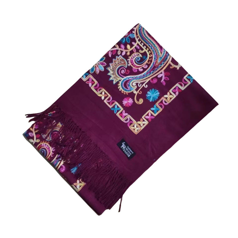 Women's Embroidered Ethnic Style Shawl Warm Tassel Scarfs