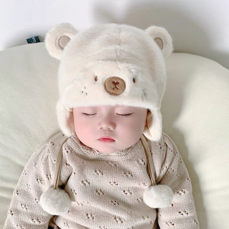 Thick Warm Earflaps Plush Bonnet Infant Kids' Headwear