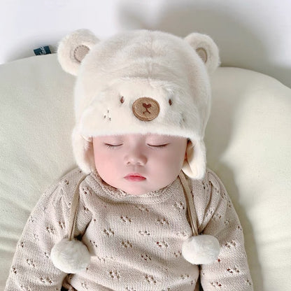 Thick Warm Earflaps Plush Bonnet Infant Kids' Headwear