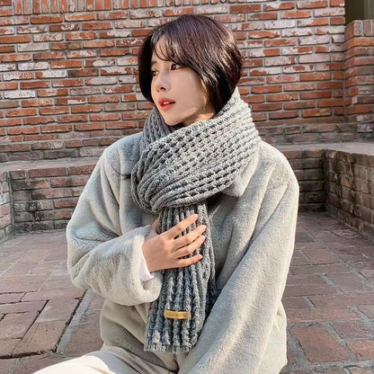 Style Wool Knitted Female Winter Korean Cute Wild Scarfs