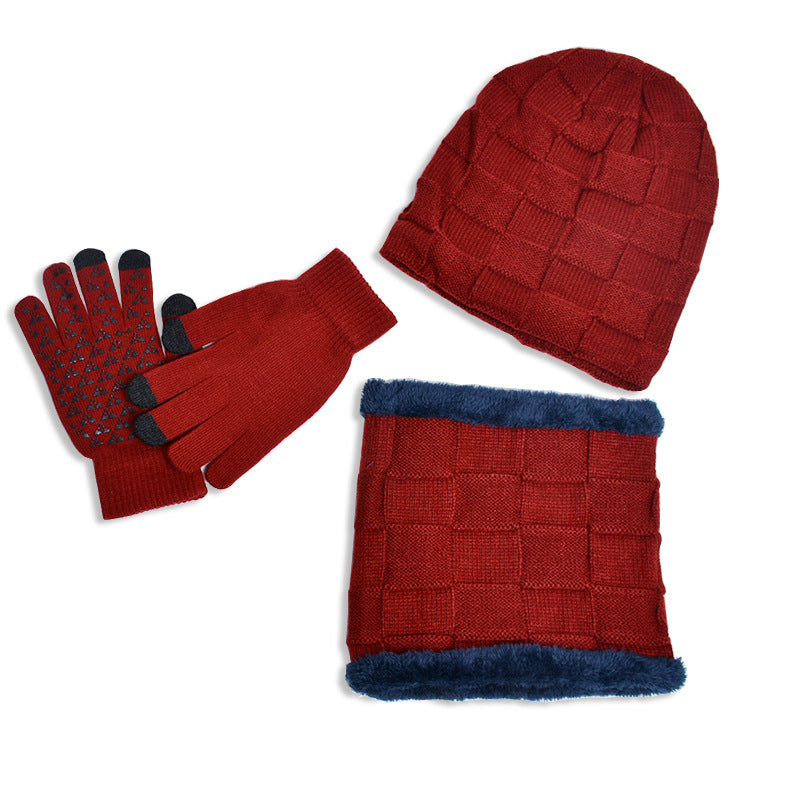 Children's Hat Three-piece Winter Outdoor Fleece-lined Thermal Kids' Headwear