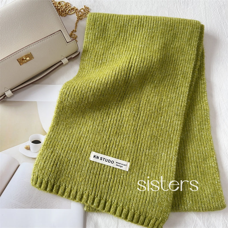 Knitted Solid Color Female Thickened Couple Scarfs