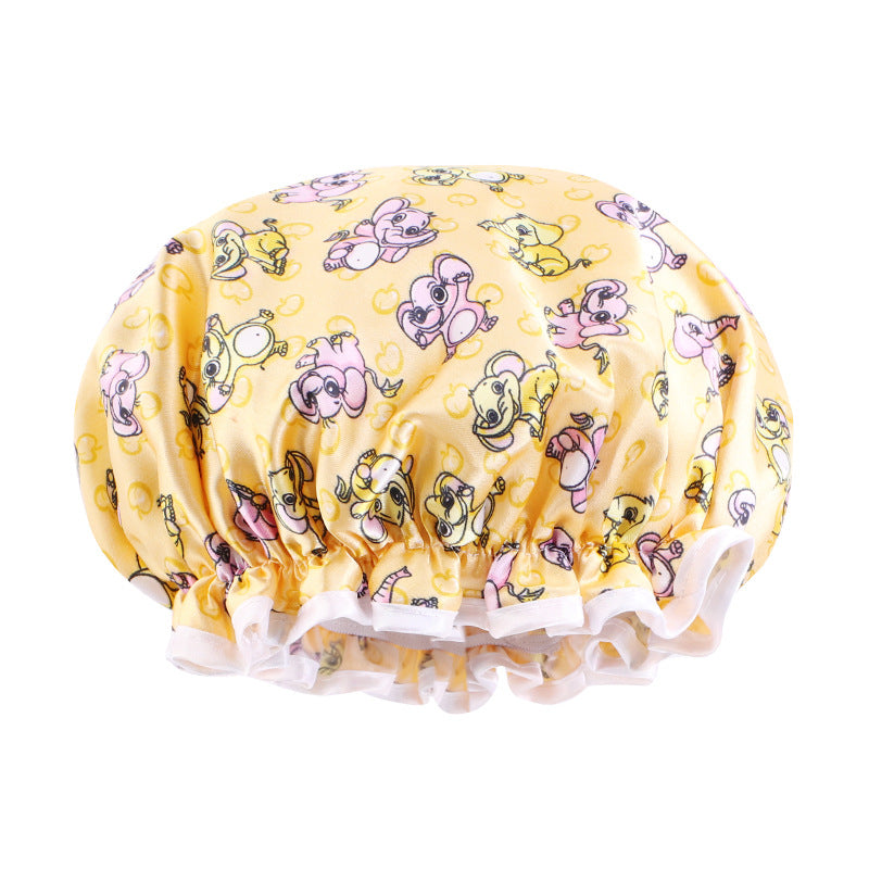 Children's Cartoon Satin Shower Waterproof Bath Hat Kids' Headwear