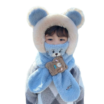 Children's Cartoon Plush Fleece Lined Padded Warm Keeping Cute Bear Kids' Headwear