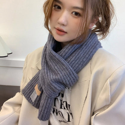 Women's & Men's Solid Color Woolen Knitted For Winter Neck Warmer Thickened Scarfs