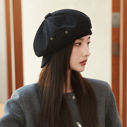 Female Style Beret Positive Negative Big Head Circumference Hats & Caps