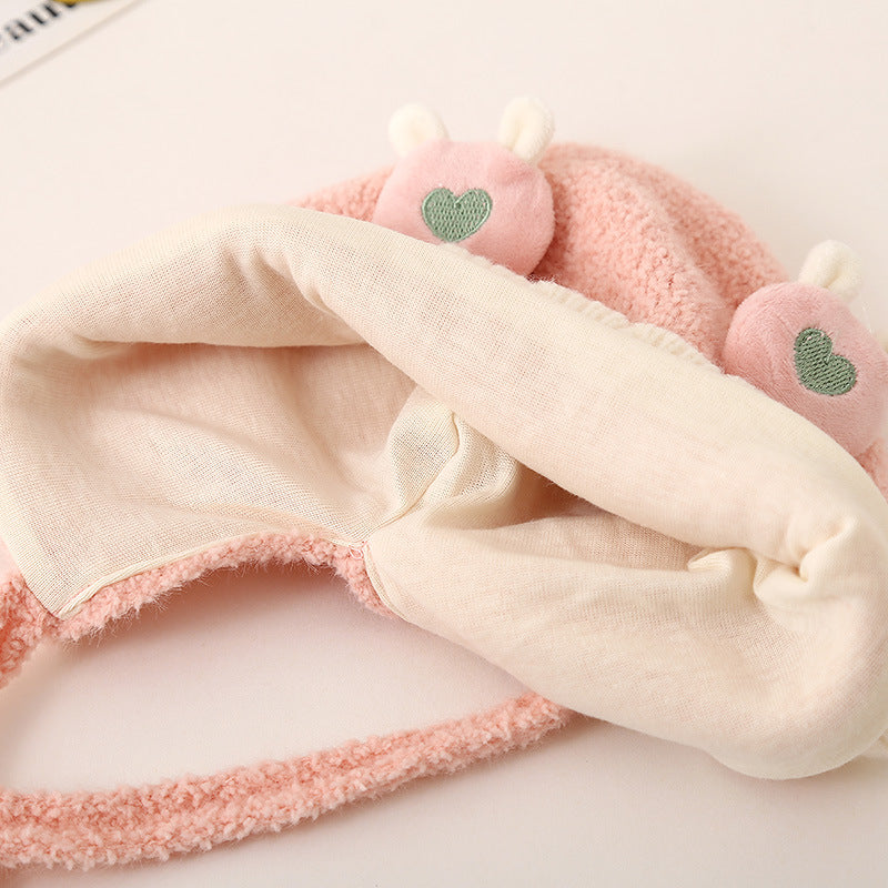 Thickened Warm Knitted Woolen Plush Bonnet Kids' Headwear