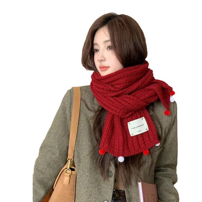 Women's Korean Fashionable Cute Red Gift Knitted Scarfs