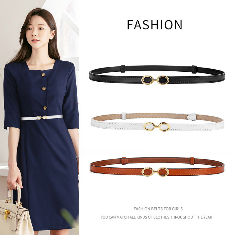 Women's Thin Genuine Leather Waist Tight Decorative Belts