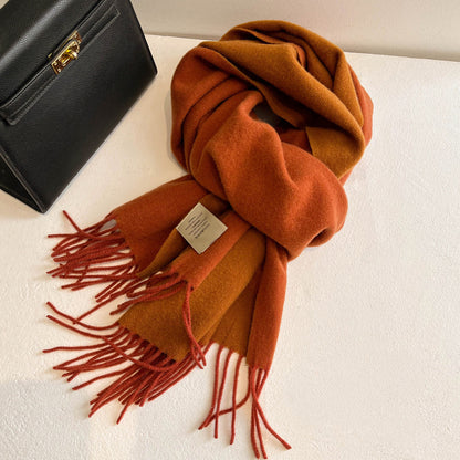 Men's Australia Solid Color Simple Double-sided Wool Female Winter Scarfs