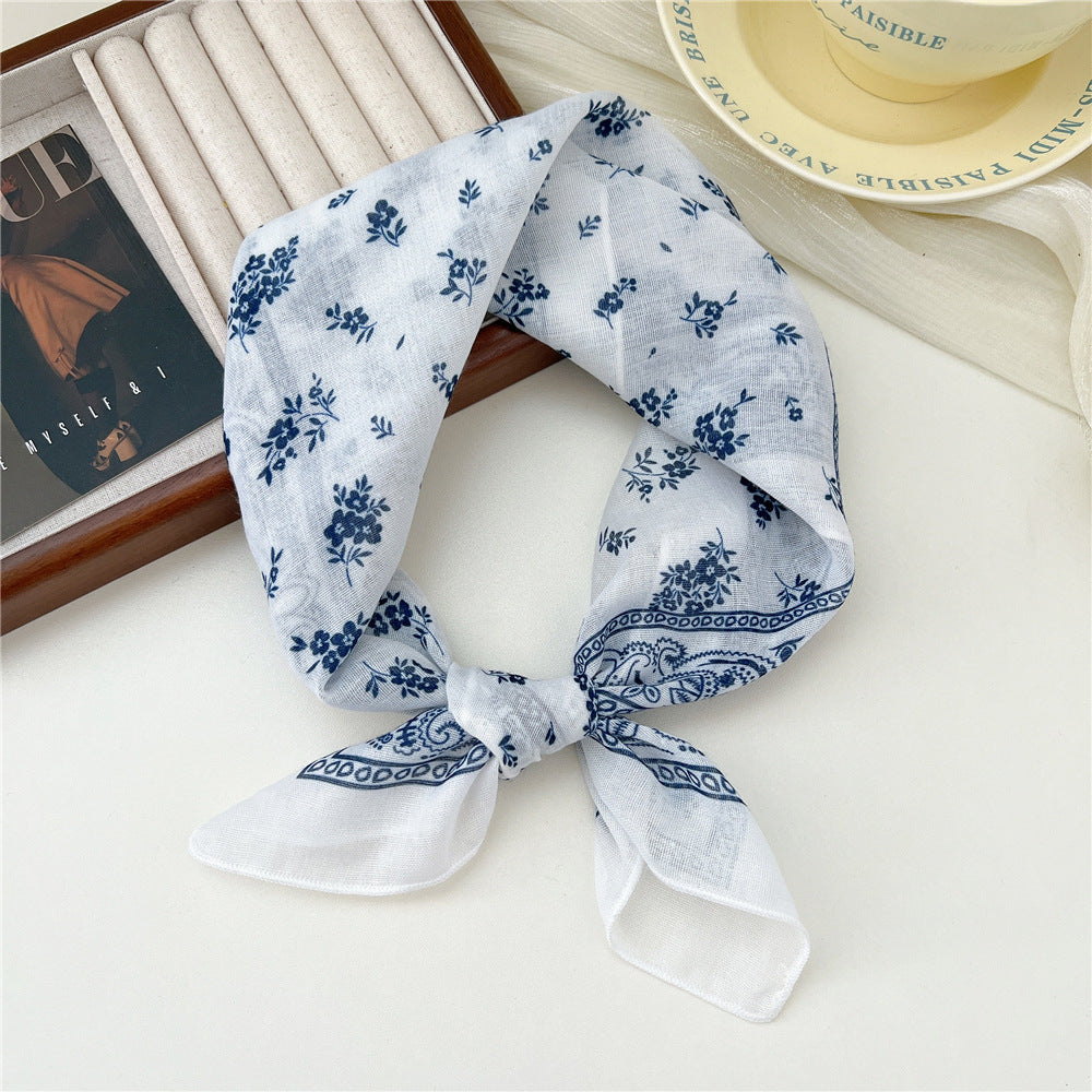 Small Square Towel Silk Female Autumn Summer Bandana Headband Scarfs