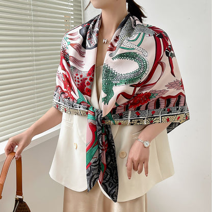 Leather Twill Artificial Silk Printed Large Scarfs