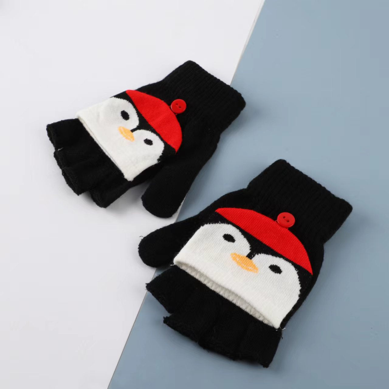 Women's Finger Flip Christmas Thermal Knitting Wool Gloves