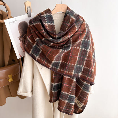 Sweet Pink Plaid Soft Glutinous Winter Scarfs