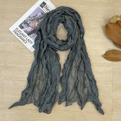 Women's Korean Style Artistic Vintage Crumpled Cotton Scarfs