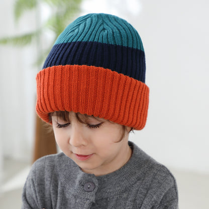 Children's Hat Warm Striped Mixing Colors Boys Kids' Headwear