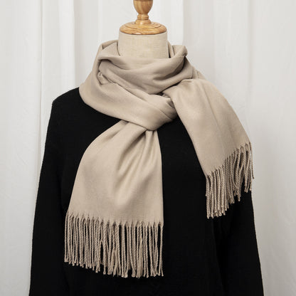 Women's Winter Monochrome Warm Thickened Long Section Scarfs