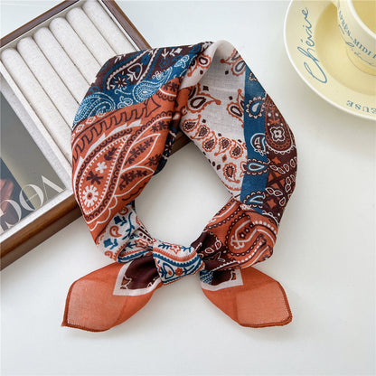 Women's Linen Small Square Towel Neck Decorative Scarfs