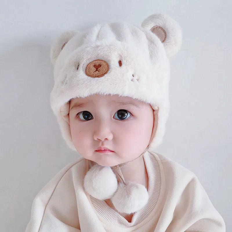 Bear Hat Beanie Boy Plush Bonnet Thickened Kids' Headwear