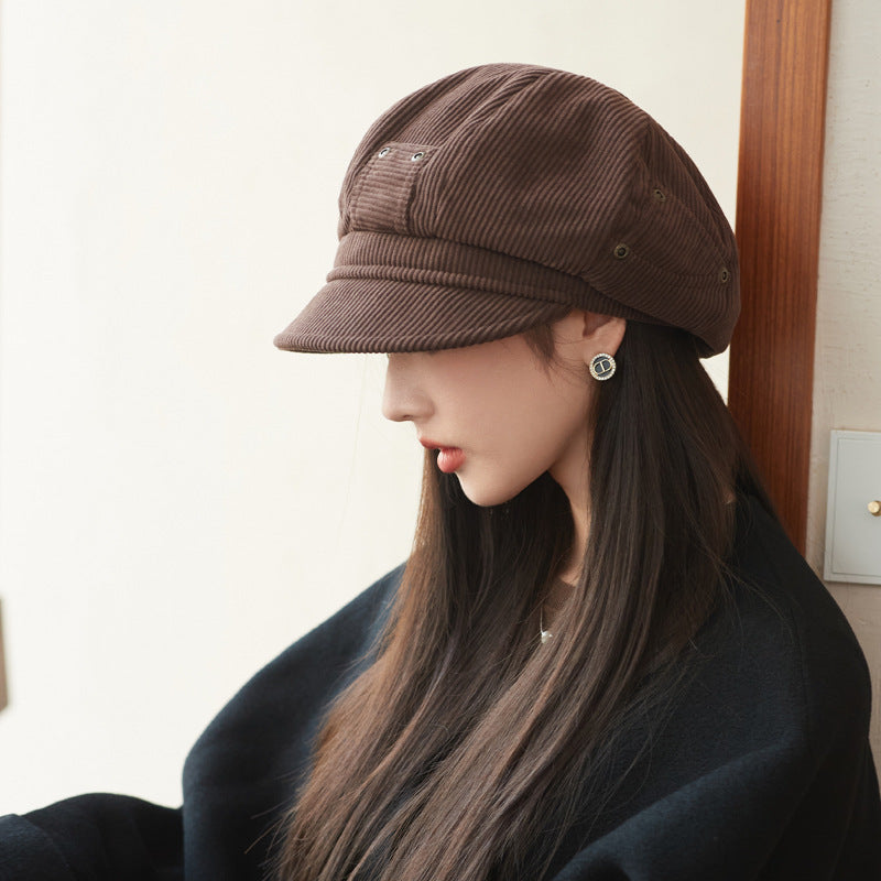 Female Style Beret Positive Negative Big Head Circumference Hats & Caps