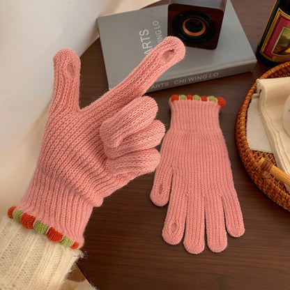 Women's Wool Knitted Solid Color Touch Screen Gloves