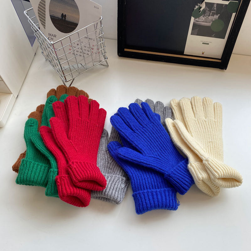 Knitted Five-finger Long Touch Screen Keep Warm Gloves