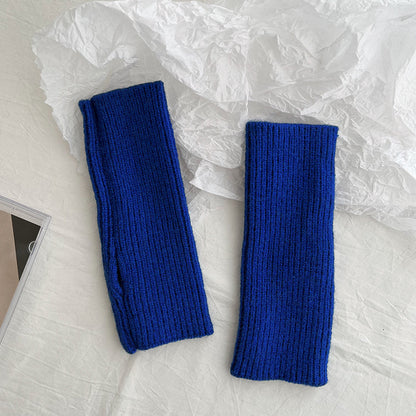 Writing Warm Half Finger Knitted Klein Blue Gloves