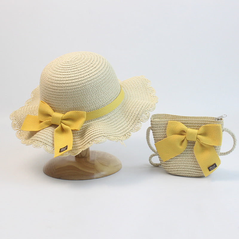 Children's Hat Straw Bow Sweet Cute Sun Kids' Headwear