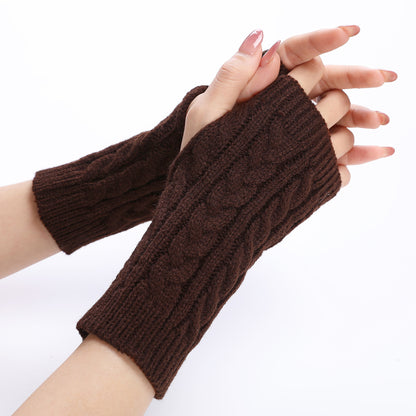 Women's Short Knitting Wool Fashion Fingerless Knit Gloves