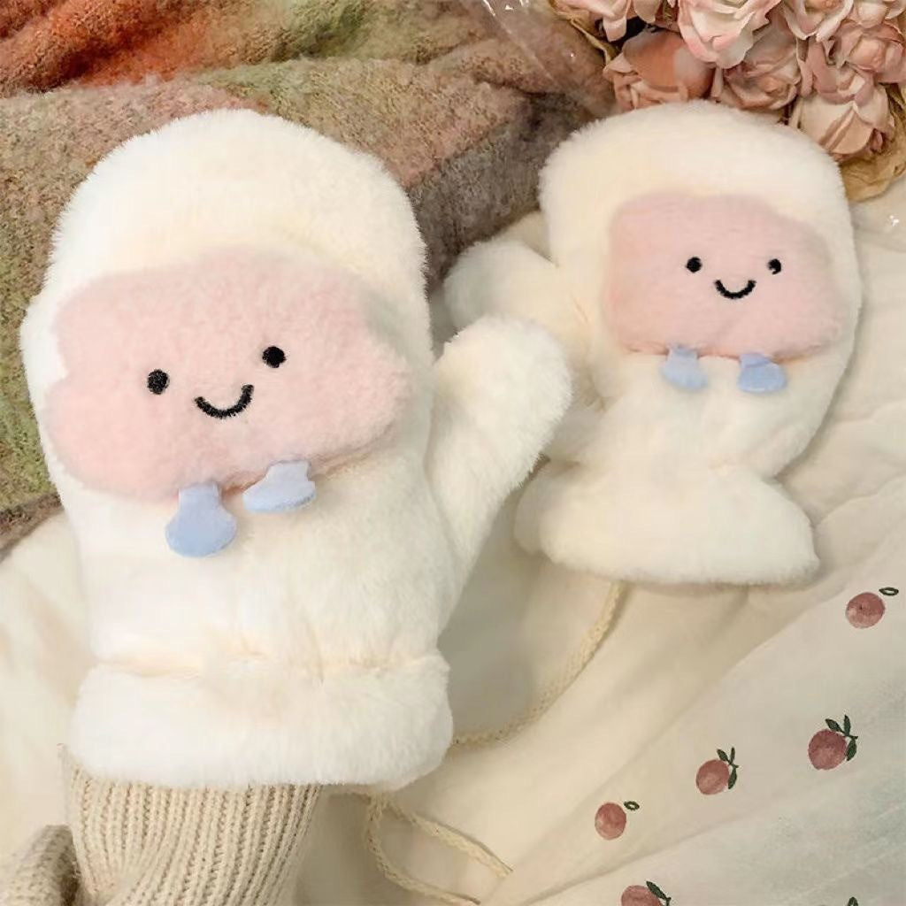 Doll Cute Winter Essential Plush Thickened Gloves