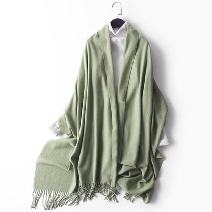 Women's Korean Solid Color Long Thickened Wool Scarfs