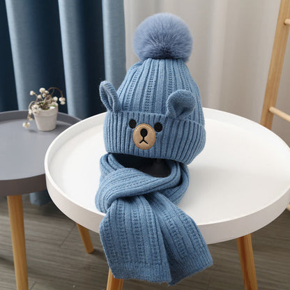 Children's Hat Suit Boys Winter Thermal Pure Kids' Headwear