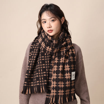 Women's Plaid Korean Thickened British Shawl High-grade Scarfs