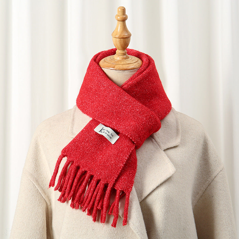 Women's & Men's Style Winter High-grade Wool With Coat Solid Color Knitted Scarfs