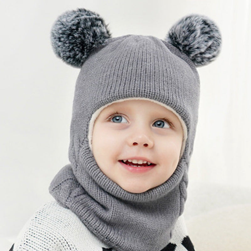 Children's Earflaps Slipover Boys Knitted Wool Hooded Kids' Headwear