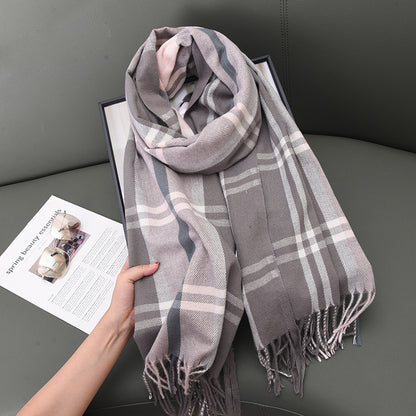 Women's High-grade Warm Elegant Plaid Shawl Scarfs