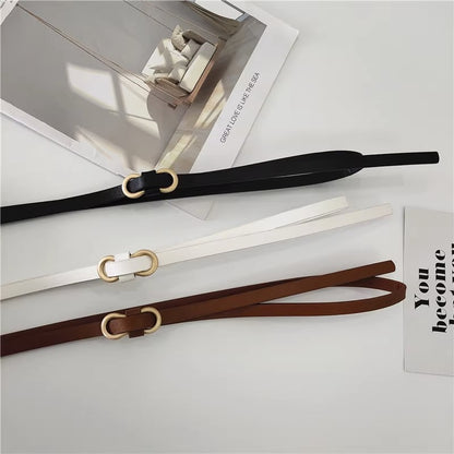 Women's Summer Small Gold Buckle Flat Knotted Belts