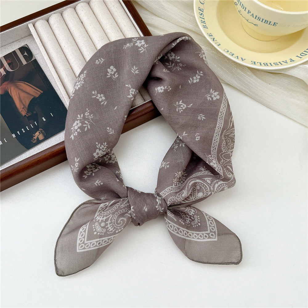 Small Square Towel Silk Female Autumn Summer Bandana Headband Scarfs