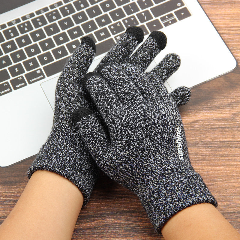 Men's Knitted Knitting Wool Winter Touch Screen Gloves