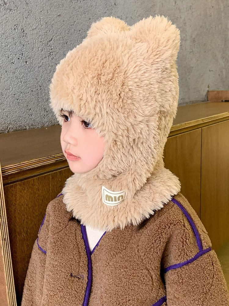 Children's Plush Hat Integrated With Winter Warm For Boys Kids' Headwear