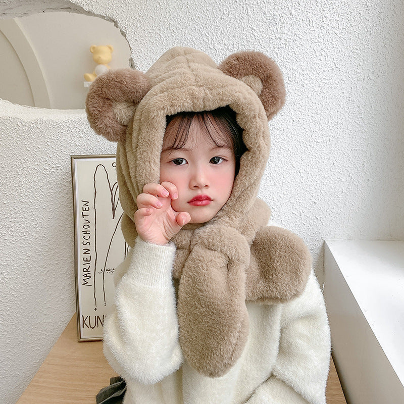 Hat One Female Bear Two-piece Set Kids' Headwear