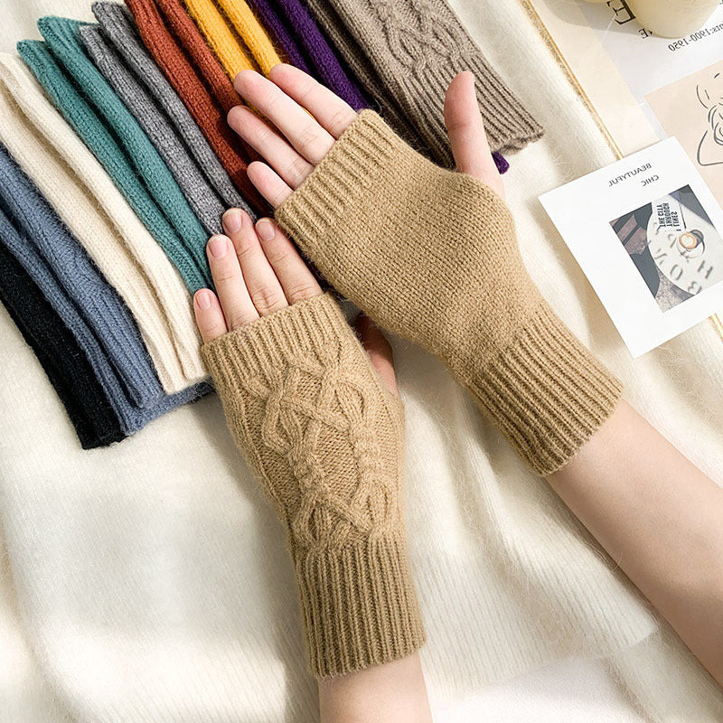 Knitted Half Female Winter Fingerless Finger Gloves